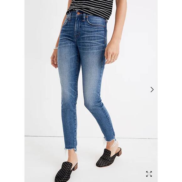 Madewell 9" High Rise Skinny Crop Raw Hem Jeans Size 26 - Picture 9 of 11
